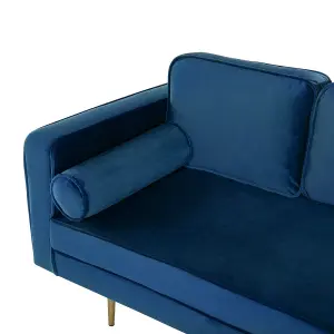 Left Hand Velvet Chaise Lounge Navy Blue MIRAMAS