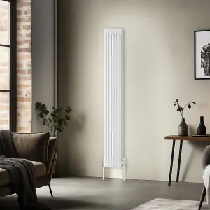 Right Radiators 1800x292 mm Vertical Traditional 3 Column Cast Iron Style Radiator White