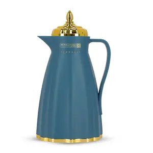 Royalford Glass Vacuum Flask, Vacuum Insulated Tea Carafe 1000ML -Heat & Cold Retention, Thermal Insulated Airpot, Blue