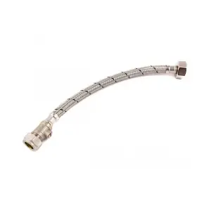 15mm x 1/2 x 300mm Flexible Tap Connector with Isolation Valve WRAS