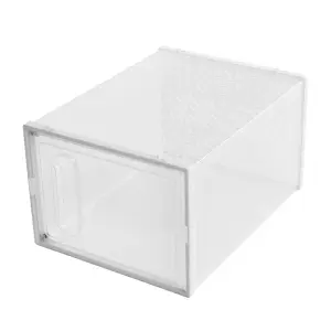 12 pcs Plastic Stackable and Foldable Shoe Box Storage Organiser Sneaker Display Case Shoe Box with Magnetic Door in White