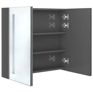 Berkfield LED Bathroom Mirror Cabinet Shining Grey 62x14x60 cm