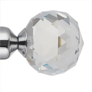 Metal Curtain Pole Set Extendable 40cm to 144cm Curtain Rail 25mm Chrome Crystal