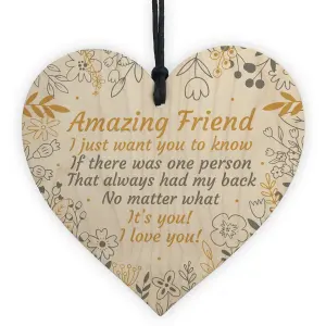 THANK YOU Best Friend Poem Plaque Gift For Birthday Christmas Wood Heart