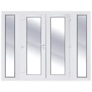 Clear Glazed White uPVC French Door setwith4panes , (H)2090mm (W)1790mm External