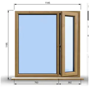 1145mm (W) x 1195mm (H) Wooden Stormproof Window - 1/3 Right Opening Window - Toughened Safety Glass