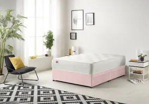 Somnior Plush Pink Memory Foam Divan Bed With Mattress And 2 Drawers - Super King