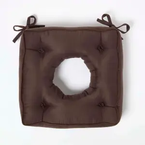 Homescapes Chocolate Faux Suede Coccyx Cushion with Ties