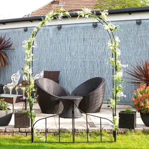 Decorative Garden Arch with Gate - Weather Resistant Outdoor Climbing Plant or Vine Support Arbour Archway - H237 x W138 x D38cm