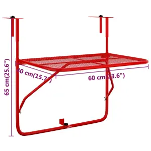 Berkfield Balcony Table Red 60x40 cm Steel