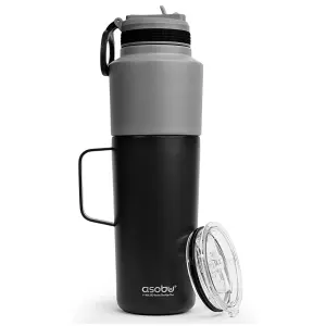 Insulated Stainless Steel Twin Pack Water Bottle Black 591ml/ 887ml