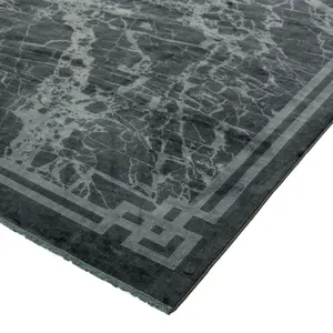 Grey Border Luxurious Modern Abstract Bordered Easy to clean Rug for Dining Room Bed Room and Living Room-160cm X 230cm