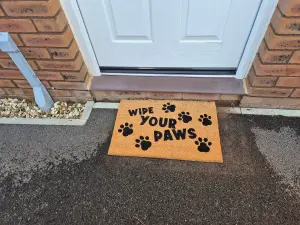 Dirty doggy doormat,wipe your paws coconut husk mat with rubber back 60cm x40cm