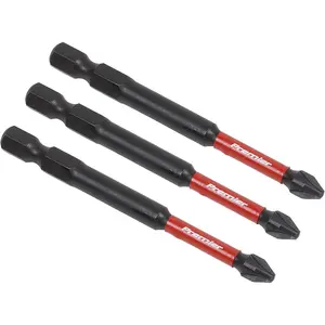 Premium 3 Piece 75mm Pozi Head Number 2 Impact Power Tool Bit Set - Durable S2 Steel