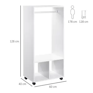 HOMCOM Open Wardrobe Clothes Rail Bedroom Clothes Storage Rod Shelves White