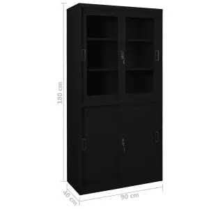 Berkfield Office Cabinet with Sliding Door Black 90x40x180 cm Steel