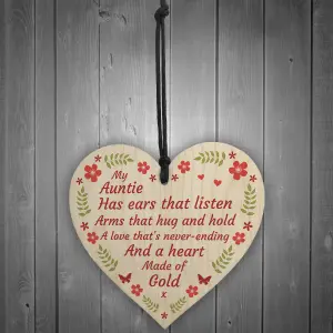 Mothers Day Birthday Gift For Auntie Wooden Heart Love Gift For Niece Nephew Keepsake