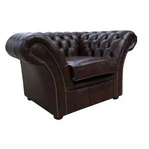 Chesterfield Club Chair New England Dark Brown Leather In Balmoral Style