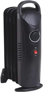 TheBigShip 5 Fin 650W Oil Filled Radiator, Black