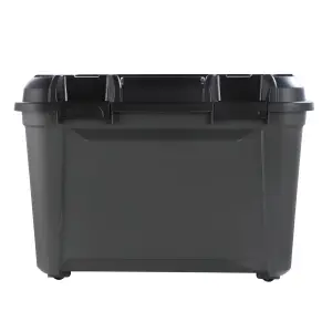 Ezy Storage Bunker tough Black 160L XXL Stackable Wheeled Storage box with Lid