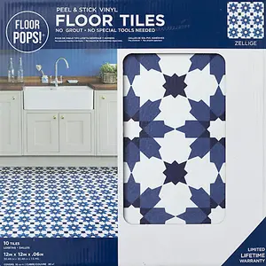 Floor Pops Zellige Self Adhesive Vinyl Floor Tiles Pack of 10 (0.93sqm)