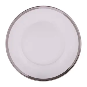 Maison by Premier Ida 27cm Plain Dinner Plate With Silver Rim