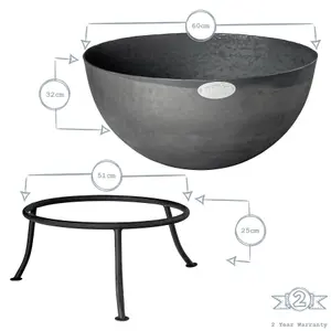 Harbour Housewares - Steel Garden Fire Pit - 60cm - Grey