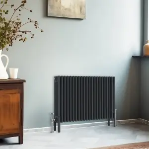 Right Radiators 600x1010 mm Horizontal Traditional 4 Column Cast Iron Style Radiator Anthracite