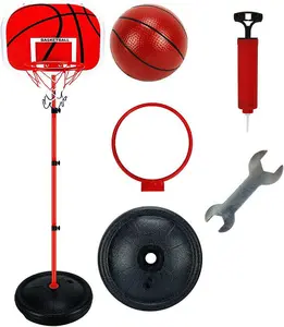 Trendi Adjustable Basketball Back Board Stand & Hoop Set For Children Kids Training Equipment,1.7m Red