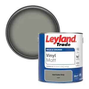 Leyland Trade Vinyl Matt Walls & Ceilings Emulsion Paint Hurricane Grey (10A07) 2.5L