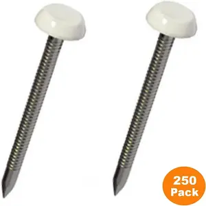 250 x White UPVC 40mm Poly Top Pins Plastic Headed Fascia Fixings