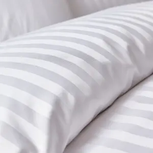 Bianca 300 Thread Count Cotton Satin Stripe Fitted Sheet White