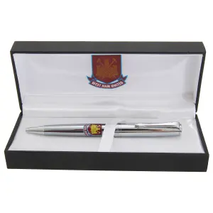 West Ham FC Official Chrome Football Crest Ball Point Pen Black/Silver/Burgundy (One Size)