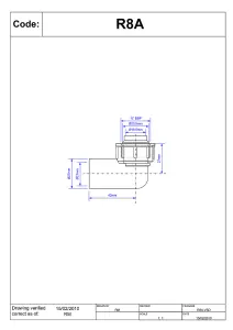 McAlpine R8A 0.75" 90 degree Female Overflow Coupling with loose nut