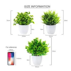 Bonicxane Set of 3 Artificial Plants Faux Succulent Dense Shrubs for Bedroom Office Desk & Home Decor