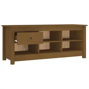 Berkfield Shoe Cabinet Honey Brown 110x38x45.5 cm Solid Wood Pine