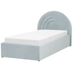 Velvet EU Single Size Ottoman Bed Light Blue ANET