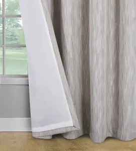 Home Curtains Rossi Blackout Lined 65w x 72d" (165x183cm) Natural Eyelet Curtains (PAIR)