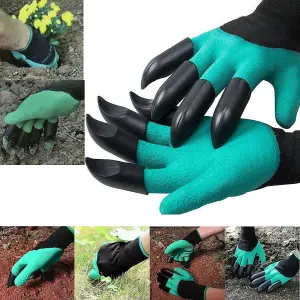 Garden Digging Gloves with 4 Durable ABS Claws Waterproof, Cut-Resistant, Breathable All-Around Hand Protection