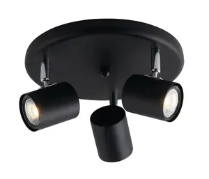 Luminosa Zero Ceiling Triple Spotlight, Black, GU10