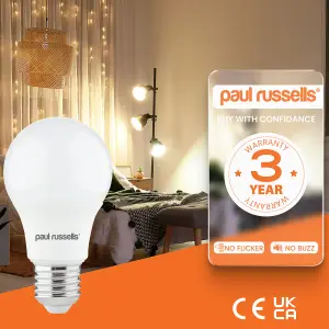 paul russells LED GLS Globe Bulb Edison Screw ES E27, 4.9W 470 Lumens, 40w Equivalent, 4000K Cool White Light, Pack of 10