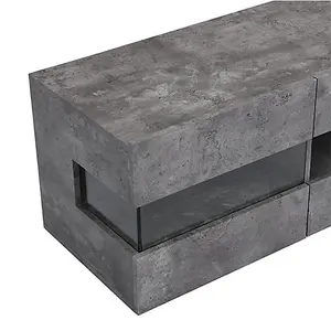 Kirsten TV Stand With Storage for Living Room and Bedroom, 1690 Wide, LED Lighting, Media Storage, Concrete Effect Finish