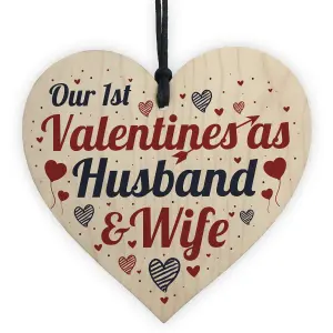 Red Ocean 1st Valentines As Husband Wife Valentines Day Card For Husband Wife Wooden Heart Keepsake Plaque