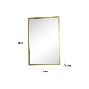 Melody Maison Rustic Antique Gold Rectangle Wall Mirror 50cm x 75cm