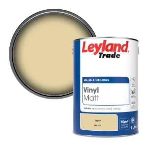 Leyland Trade Vinyl Matt Walls & Ceilings Emulsion Paint Ivory (RAL 1014) 5L