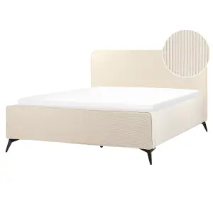 Corduroy EU King Size Bed Beige VALOGNES