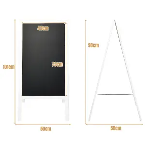 Costway Double-Sided Chalkboard Foldable Advertising Board w/ Magnetic Chalkboard Eraser for Home Cafe Restaurant Flower Shop