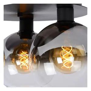 Lucide Marius Retro Flush Ceiling Light - 3xE27 - Black