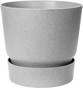 Elho Greenville Round 25cm Plastic Plant Pot in Living Concrete