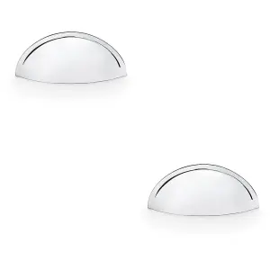 2 PACK - Rear Fixing Cup Handle Polished Chrome 57mm Centres Solid Brass Shaker Unit Pull